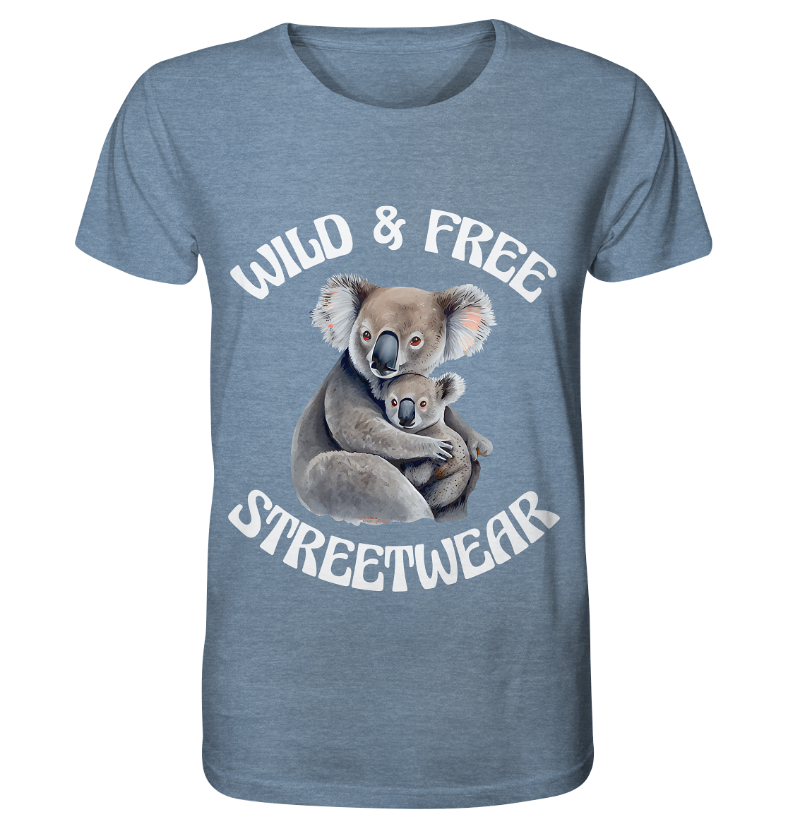 WILD & FREE NO 13 KOALA FAMILY - STREETWEAR - STATEMENT - Organic Shirt (meliert)