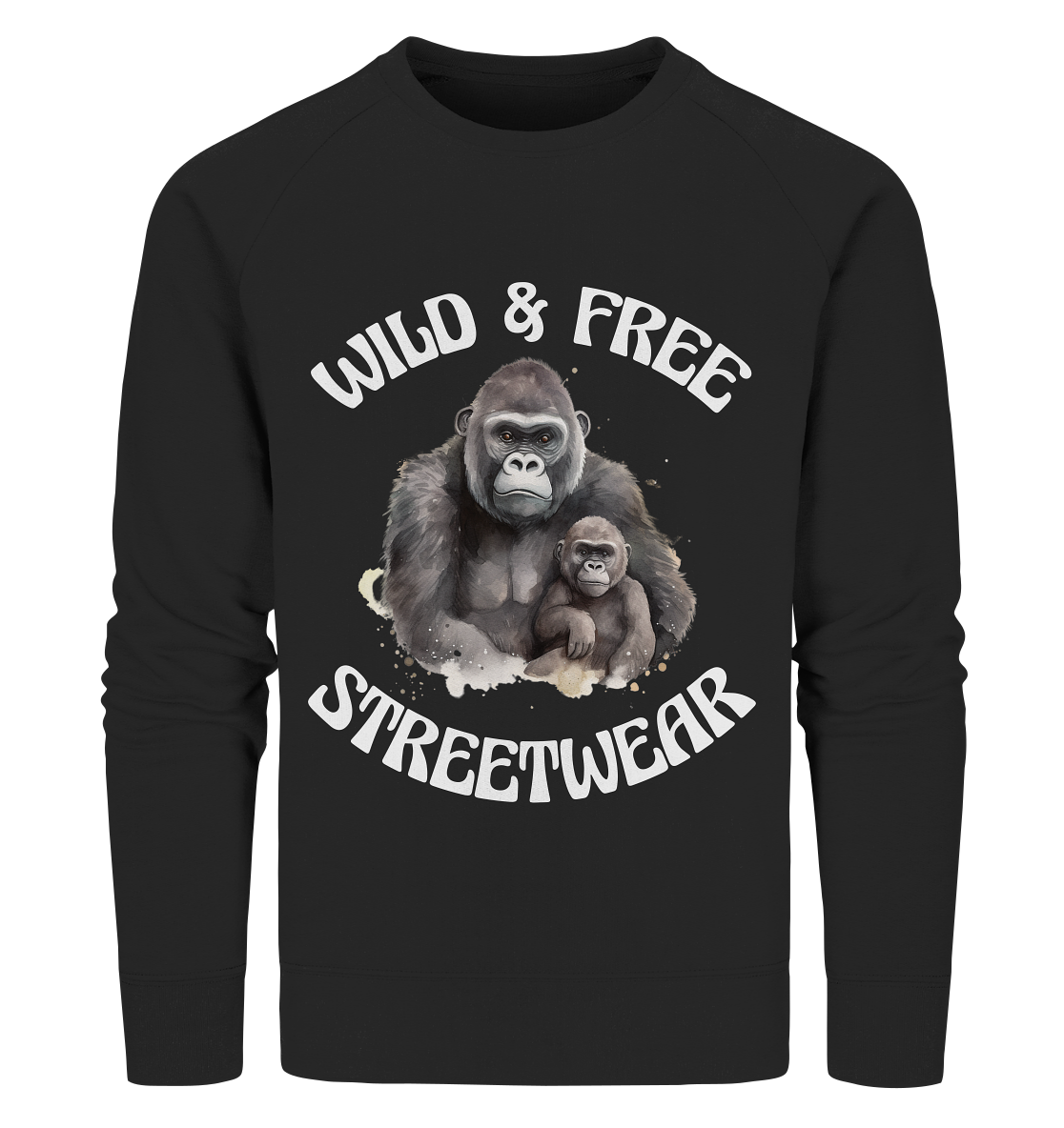 WILD & FREE NO 15 GORILLA FAMILY - STREETWEAR - STATEMENT - Organic Sweatshirt
