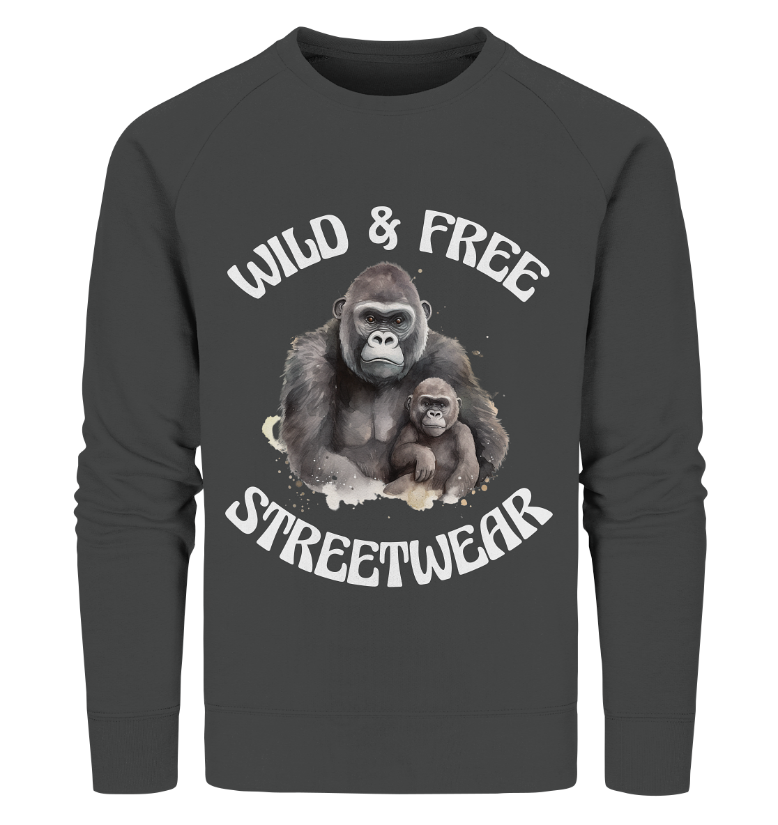 WILD & FREE NO 15 GORILLA FAMILY - STREETWEAR - STATEMENT - Organic Sweatshirt