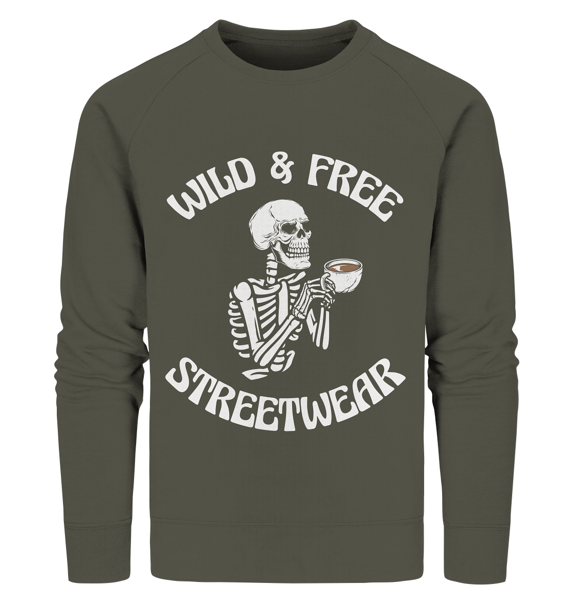 WILD & FREE NO 5 DRINKING SKELETON - STREETWEAR - STATEMENT - Organic Sweatshirt