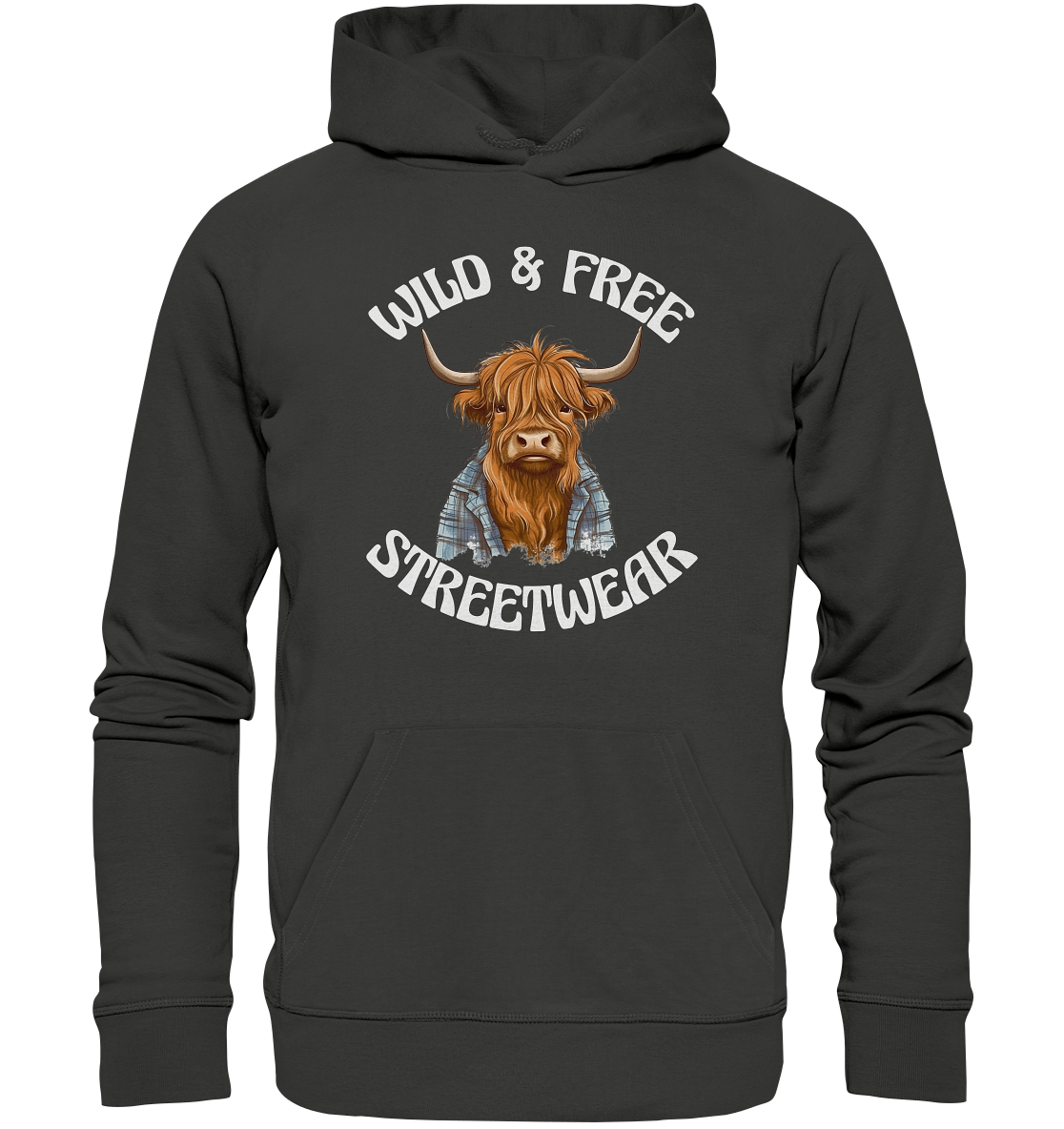 WILD & FREE NO 9 HIGHLAND COW II - STREETWEAR - STATEMENT - Premium Unisex Hoodie