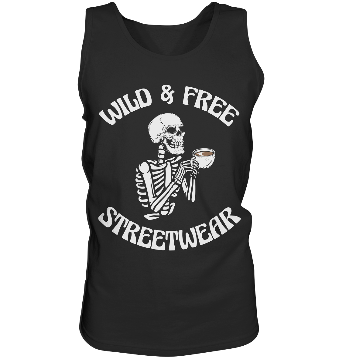 WILD & FREE NO 5 DRINKING SKELETON - STREETWEAR - STATEMENT - Tank-Top