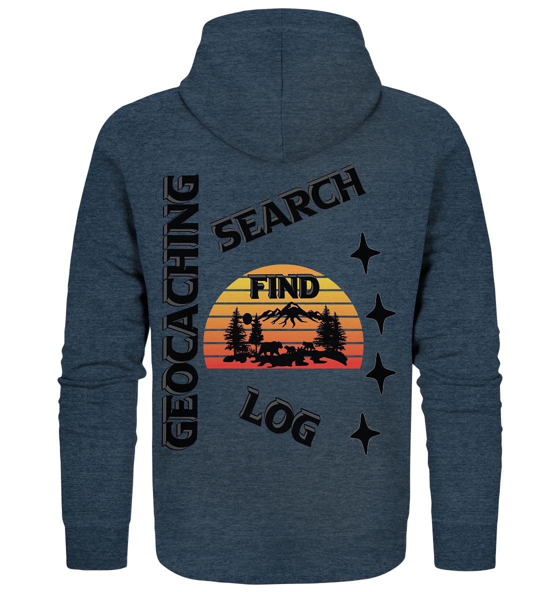 Geocaching, Suchen, Finden und Log, Geocache Schwarzes Design - Organic Zipper