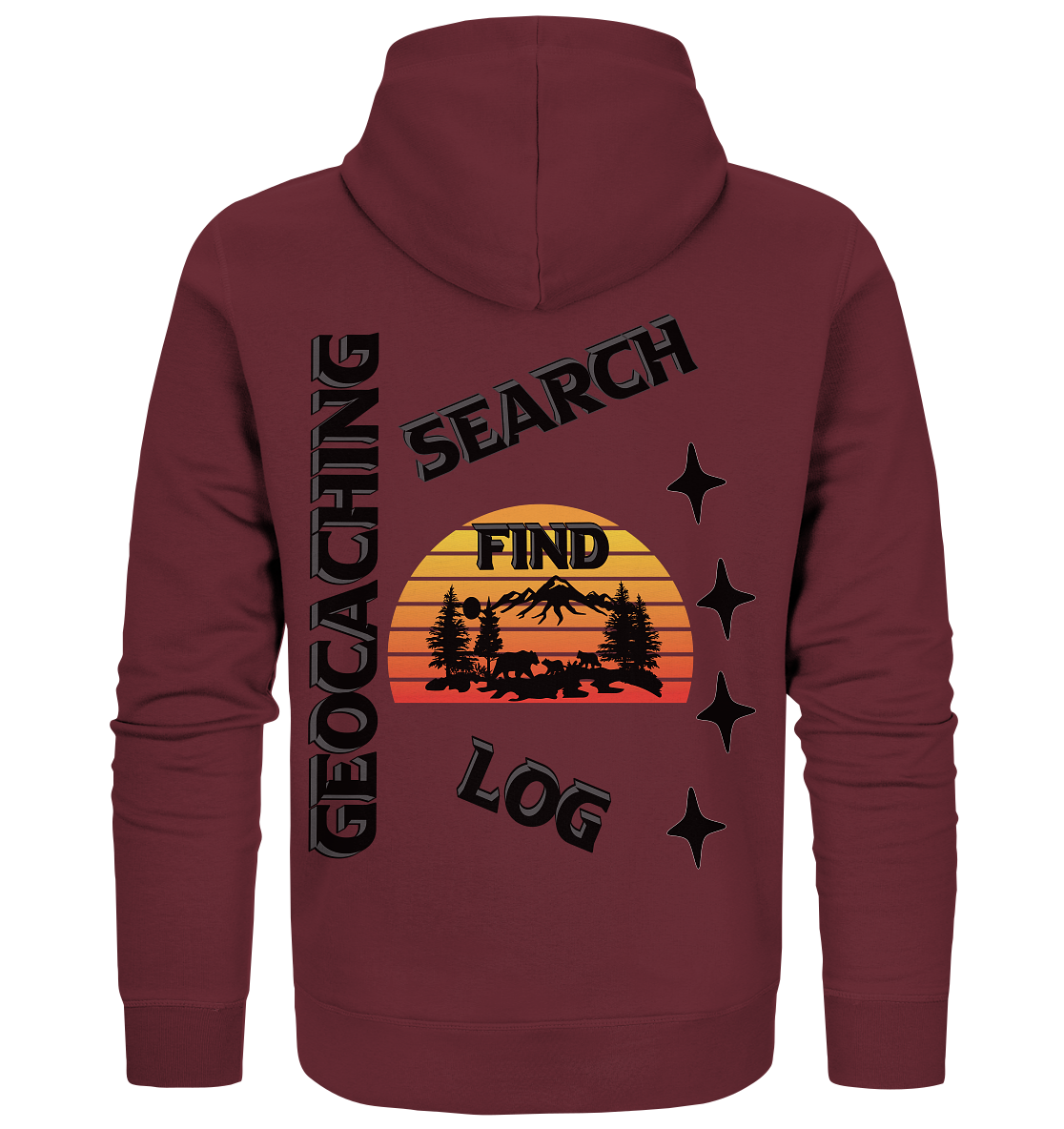 Geocaching, Suchen, Finden und Log, Geocache Schwarzes Design - Organic Zipper