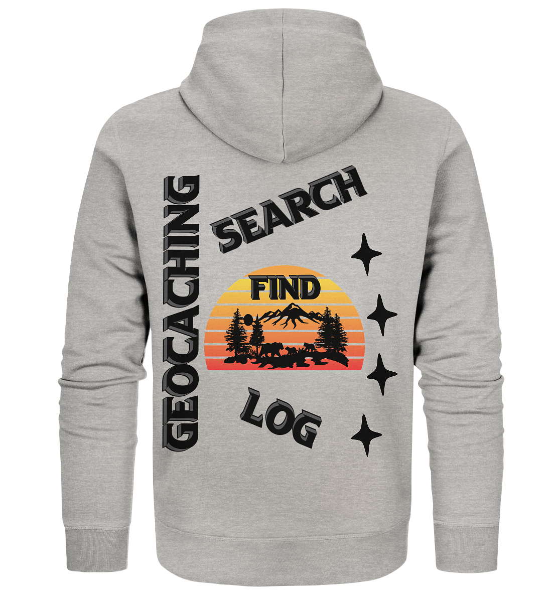 Geocaching, Suchen, Finden und Log, Geocache Schwarzes Design - Organic Zipper