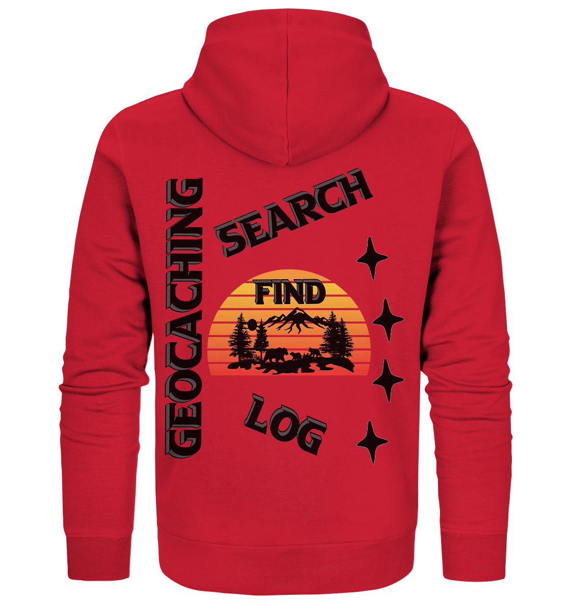 Geocaching, Suchen, Finden und Log, Geocache Schwarzes Design - Organic Zipper