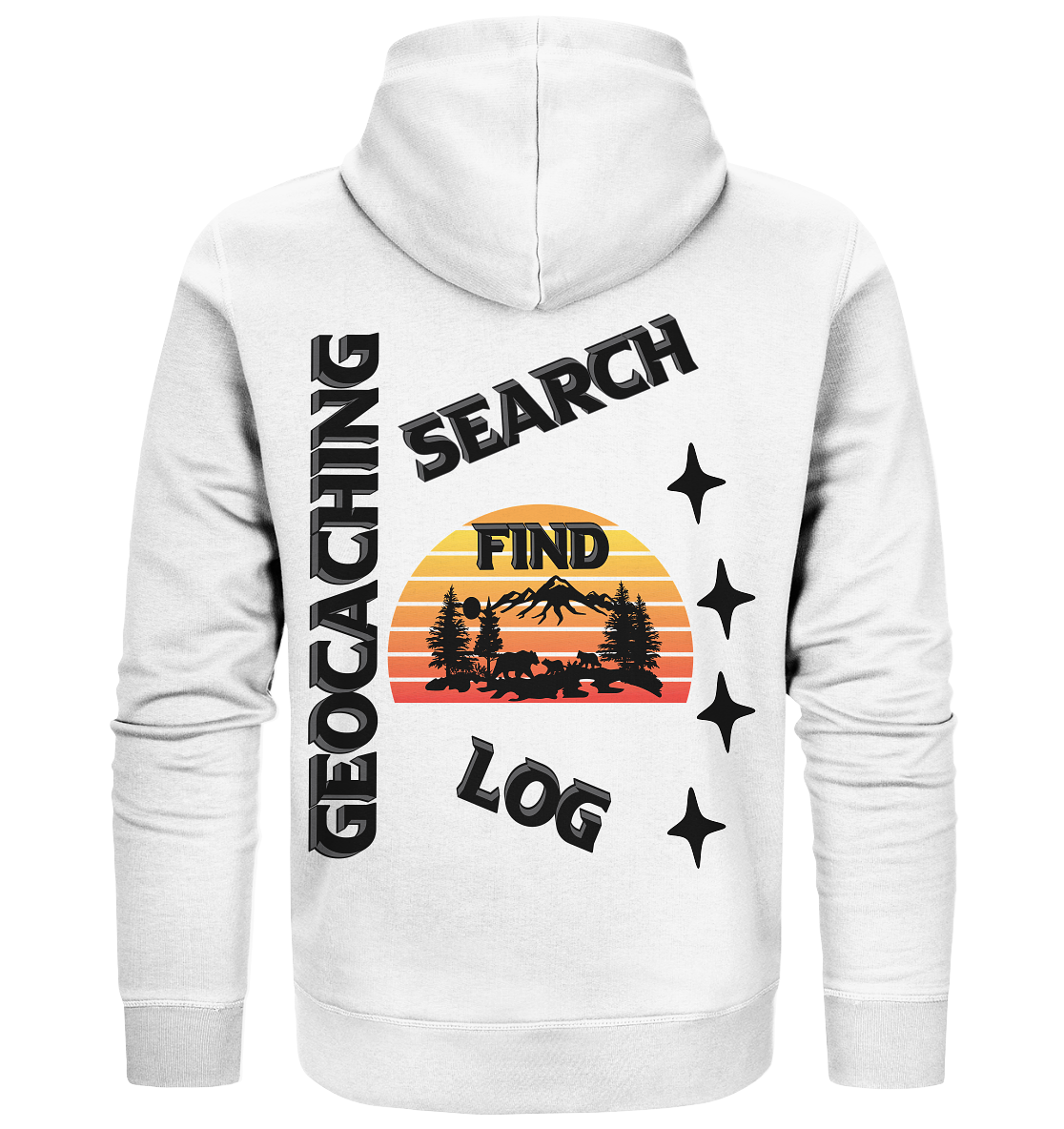 Geocaching, Suchen, Finden und Log, Geocache Schwarzes Design - Organic Zipper