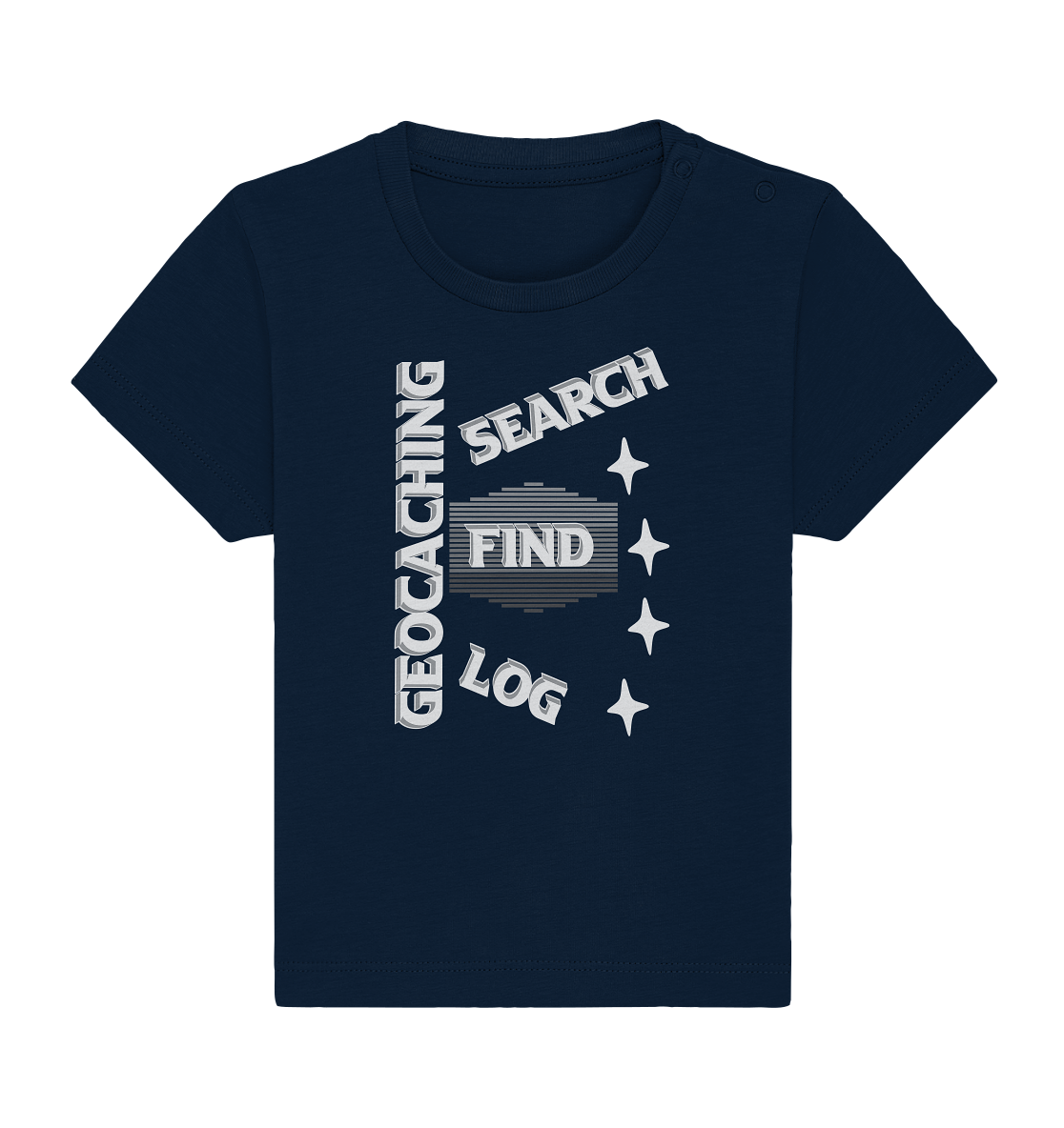 Geocaching-SEARCH-FIND-LOG, Cache Helles Disign Sterne - Baby Organic Shirt