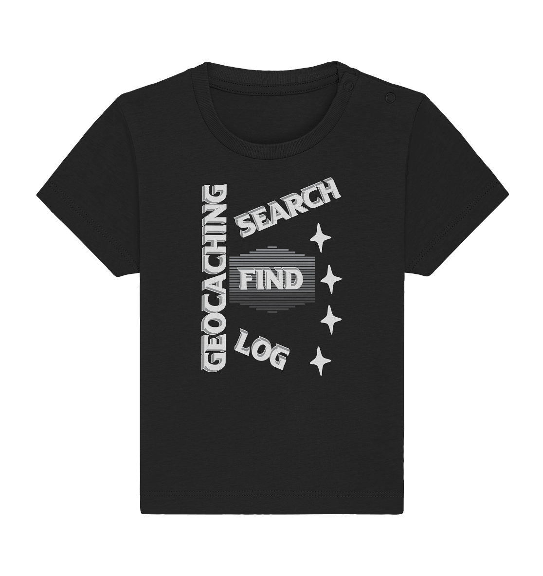 Geocaching-SEARCH-FIND-LOG, Cache Helles Disign Sterne - Baby Organic Shirt