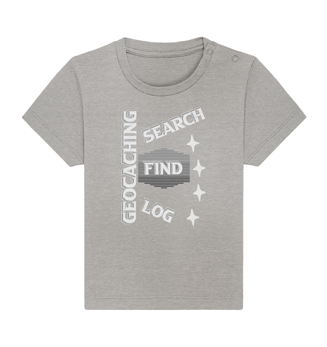 Geocaching-SEARCH-FIND-LOG, Cache Helles Disign Sterne - Baby Organic Shirt