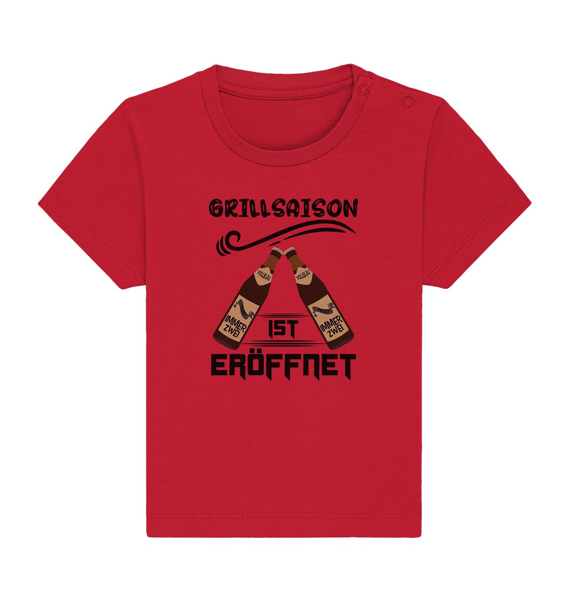 Grillsaison ist eröffnet, Grillen, Party, Feiern, Schwarzes Design - Baby Organic Shirt