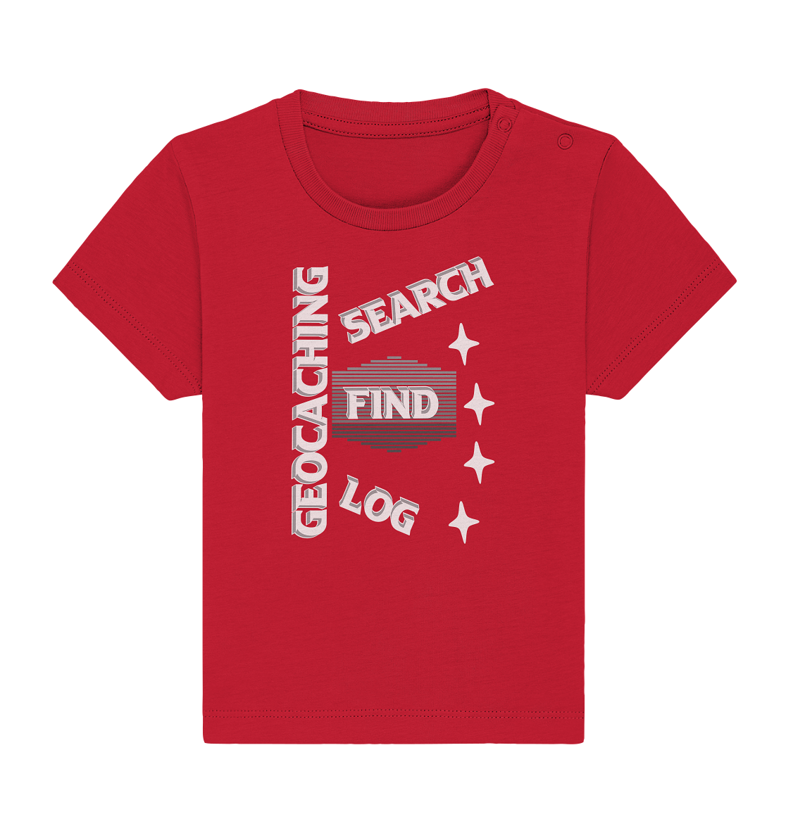 Geocaching-SEARCH-FIND-LOG, Cache Helles Disign Sterne - Baby Organic Shirt