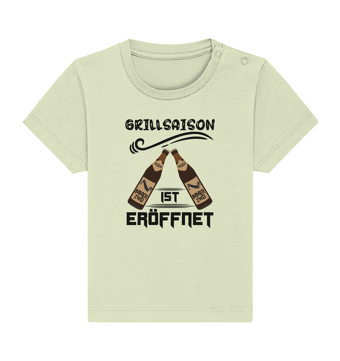 Grillsaison ist eröffnet, Grillen, Party, Feiern, Schwarzes Design - Baby Organic Shirt