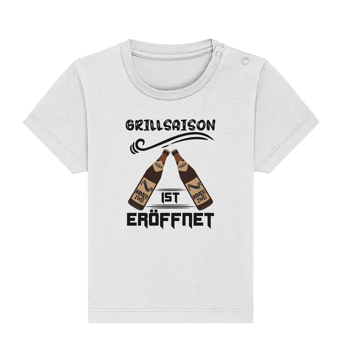 Grillsaison ist eröffnet, Grillen, Party, Feiern, Schwarzes Design - Baby Organic Shirt