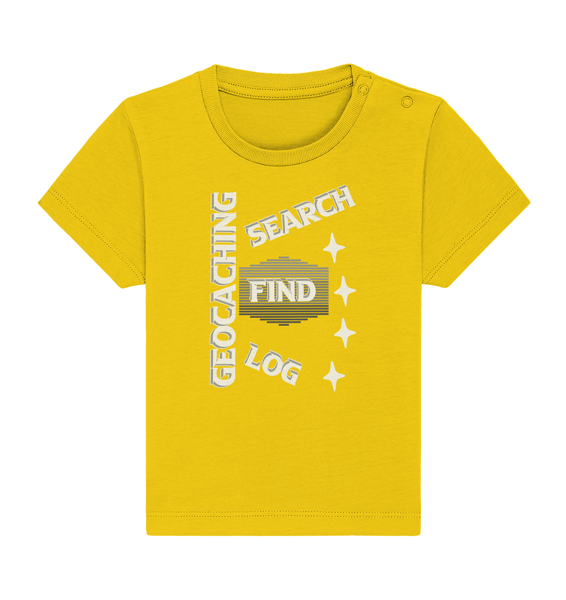 Geocaching-SEARCH-FIND-LOG, Cache Helles Disign Sterne - Baby Organic Shirt