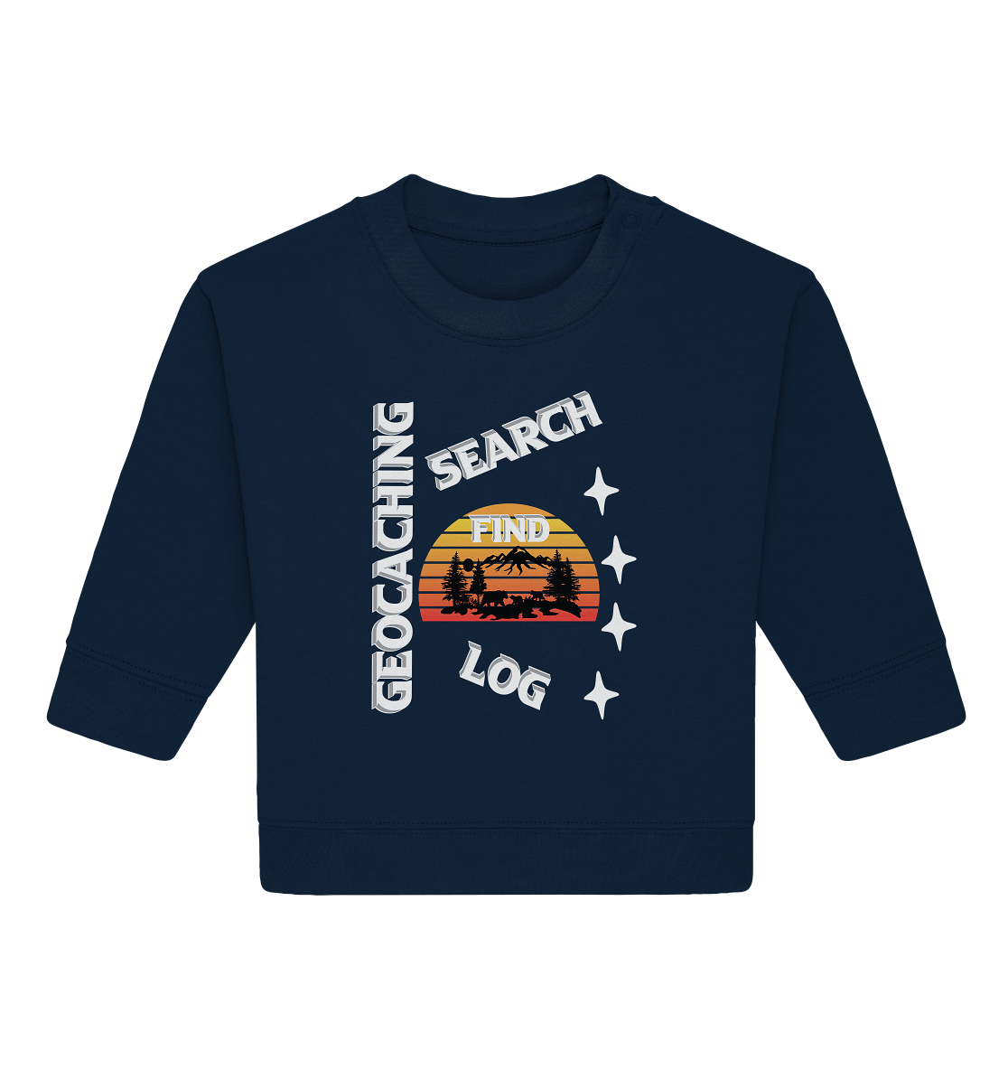 Geocaching-SEARCH-FIND-LOG, Cache Helles Design, Mounten - Baby Organic Sweatshirt