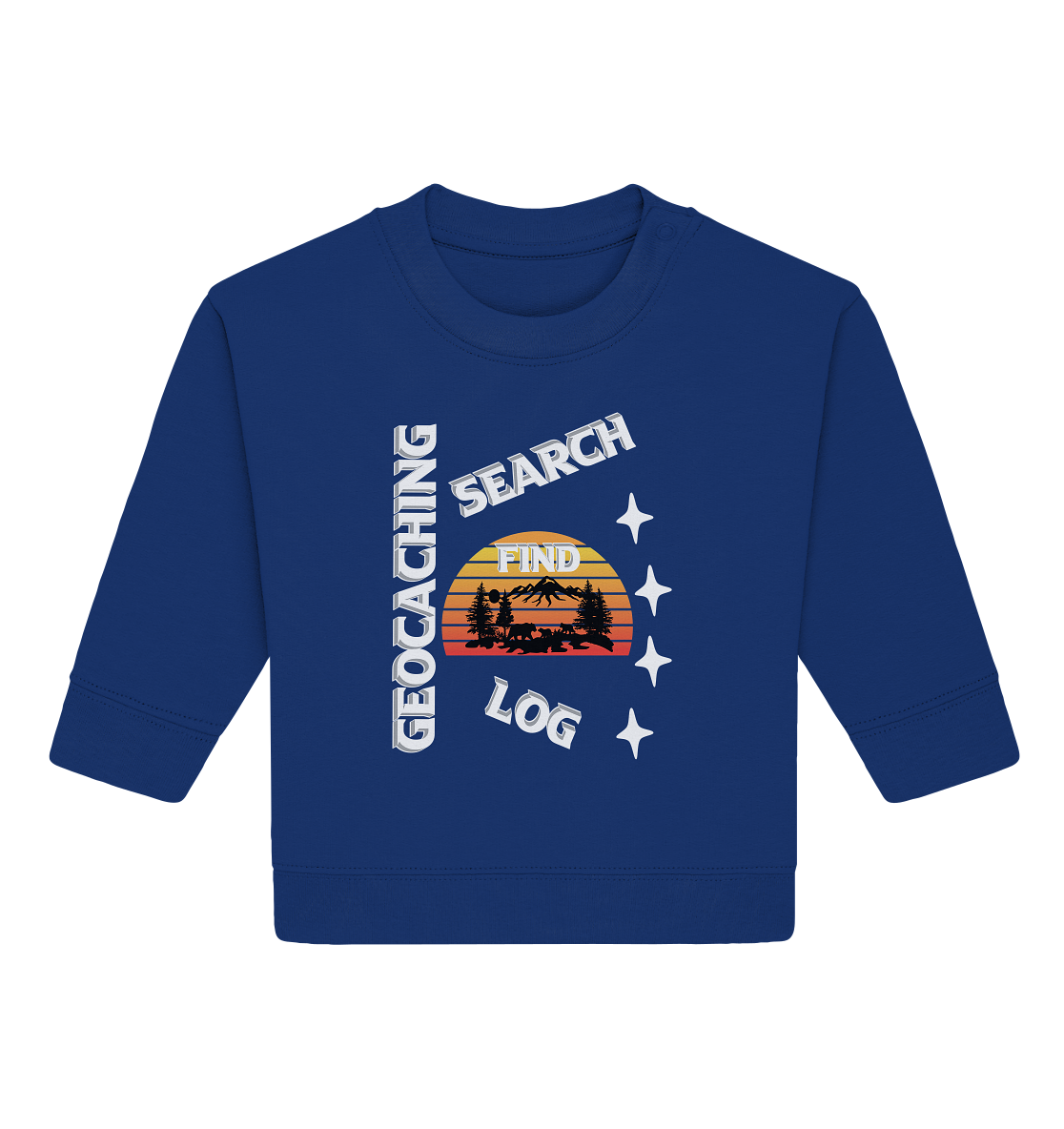 Geocaching-SEARCH-FIND-LOG, Cache Helles Design, Mounten - Baby Organic Sweatshirt