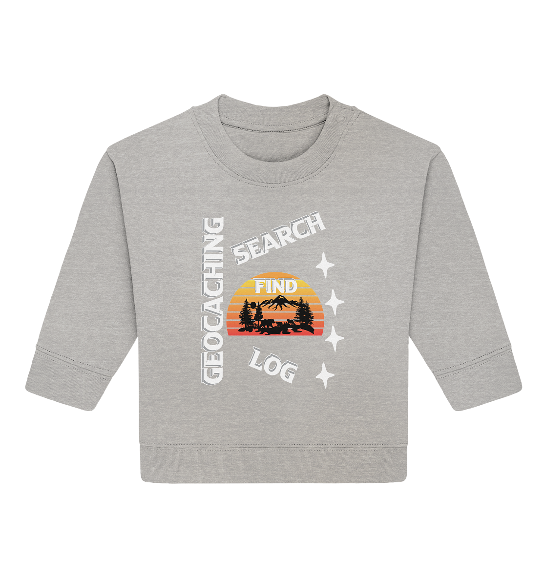Geocaching-SEARCH-FIND-LOG, Cache Helles Design, Mounten - Baby Organic Sweatshirt