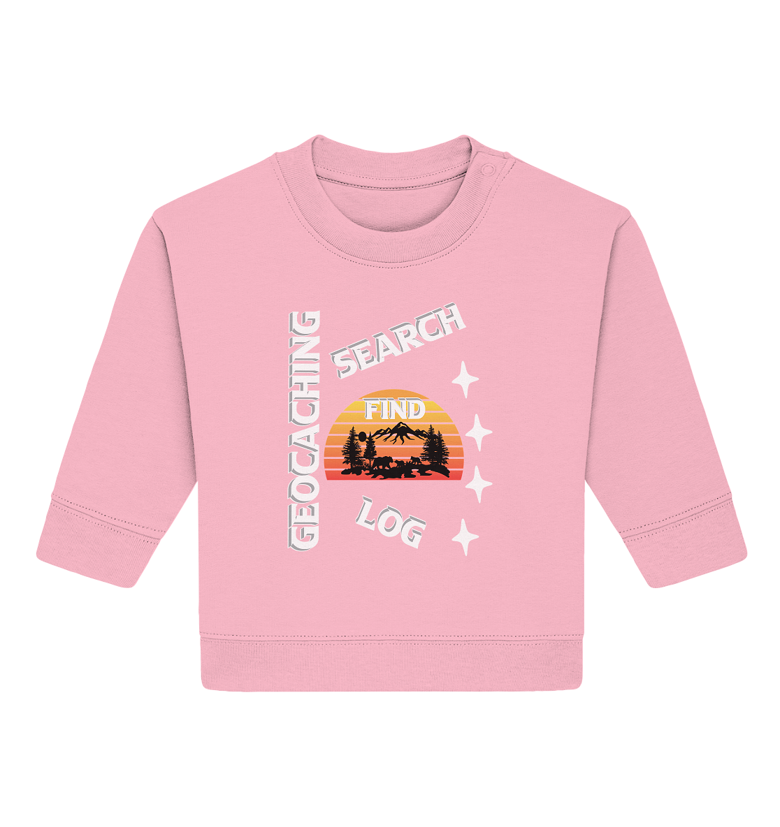 Geocaching-SEARCH-FIND-LOG, Cache Helles Design, Mounten - Baby Organic Sweatshirt