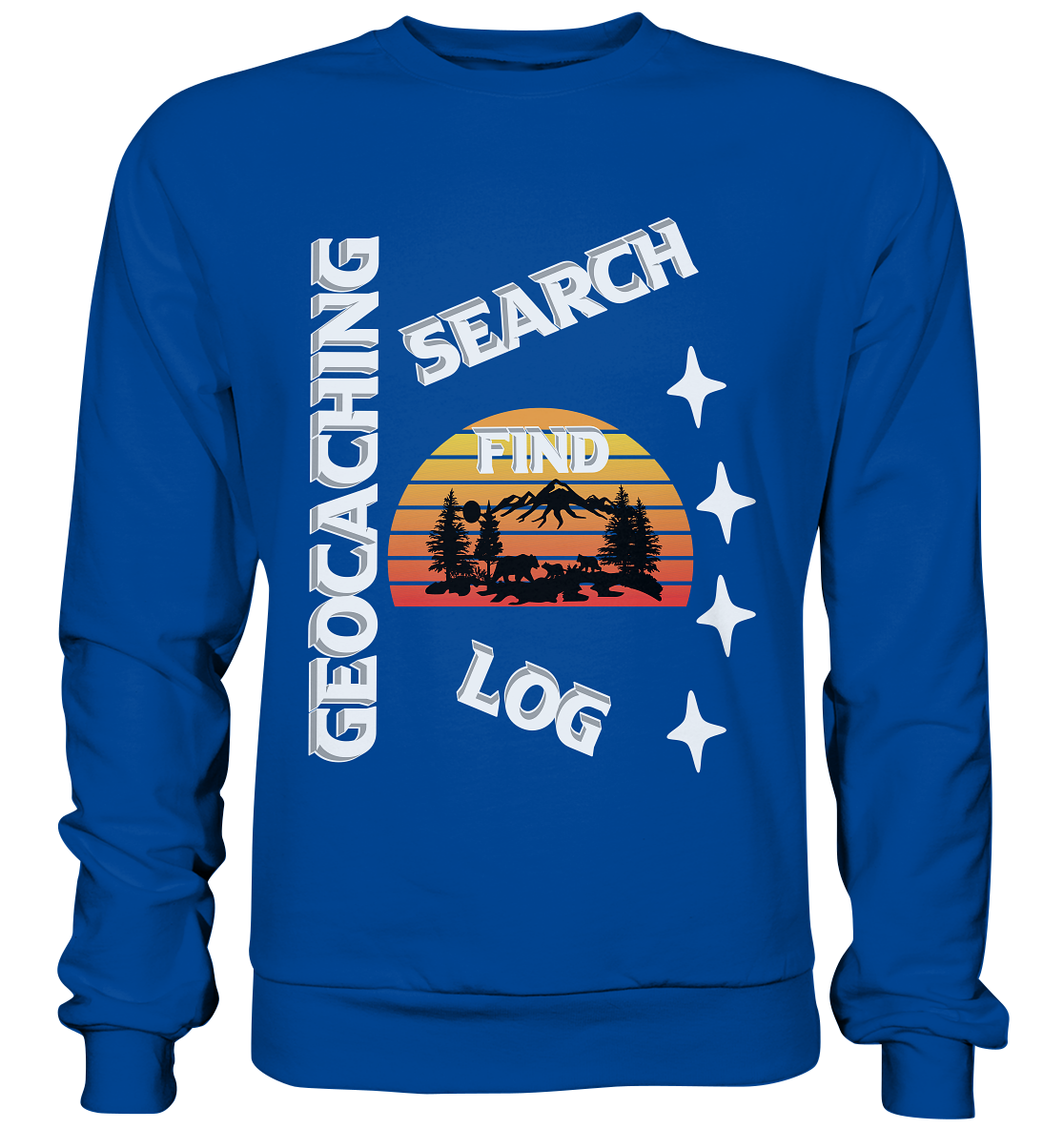Geocaching-SEARCH-FIND-LOG, Cache Helles Design, Mounten - Basic Sweatshirt