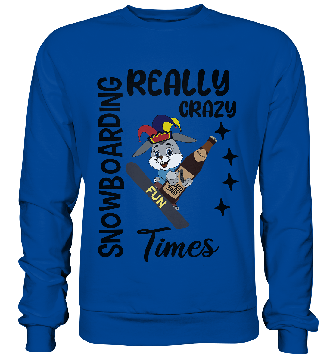 Snowboarding, really crazy, Osterhase mit Bierflasche - Basic Sweatshirt