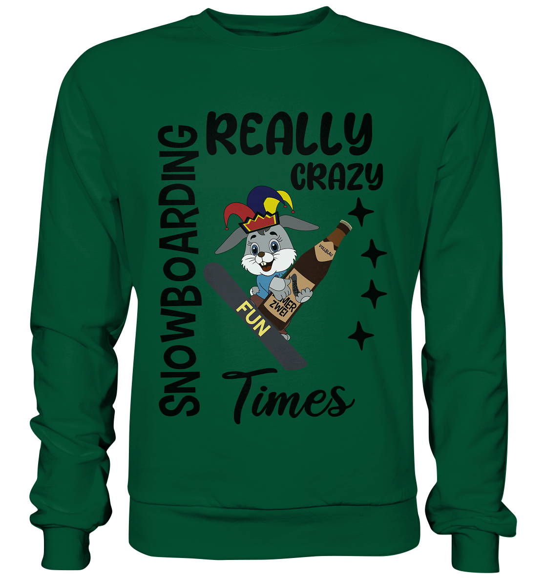 Snowboarding, really crazy, Osterhase mit Bierflasche - Basic Sweatshirt