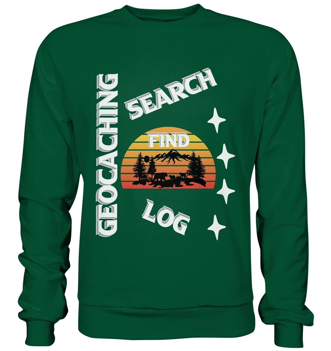 Geocaching-SEARCH-FIND-LOG, Cache Helles Design, Mounten - Basic Sweatshirt