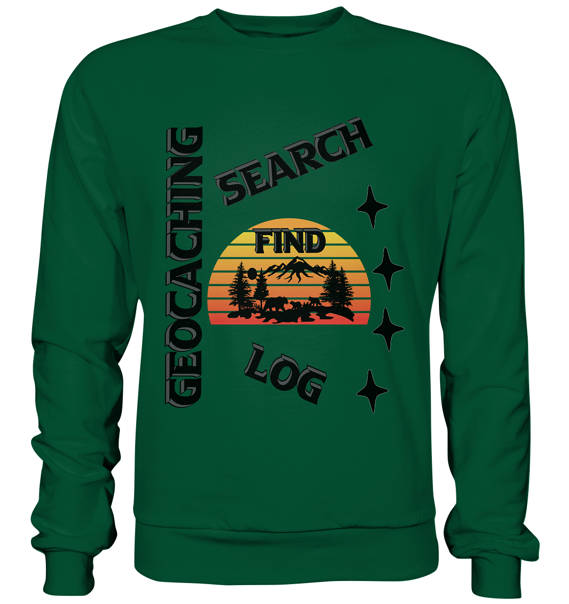 Geocaching, Suchen, Finden und Log, Geocache Schwarzes Design - Basic Sweatshirt