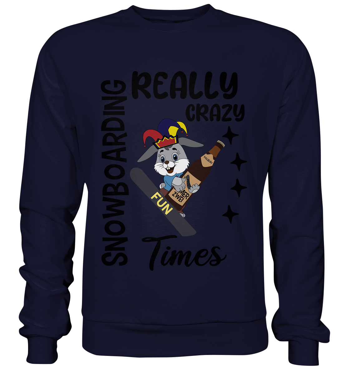 Snowboarding, really crazy, Osterhase mit Bierflasche - Basic Sweatshirt