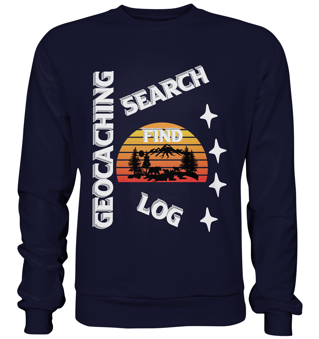 Geocaching-SEARCH-FIND-LOG, Cache Helles Design, Mounten - Basic Sweatshirt
