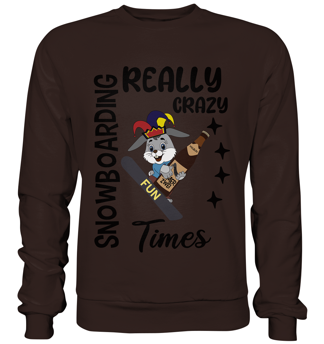 Snowboarding, really crazy, Osterhase mit Bierflasche - Basic Sweatshirt