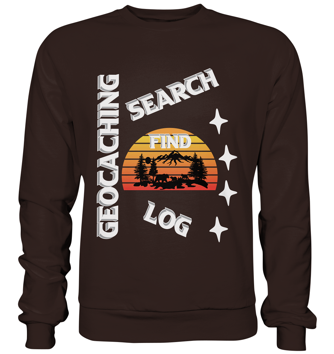 Geocaching-SEARCH-FIND-LOG, Cache Helles Design, Mounten - Basic Sweatshirt