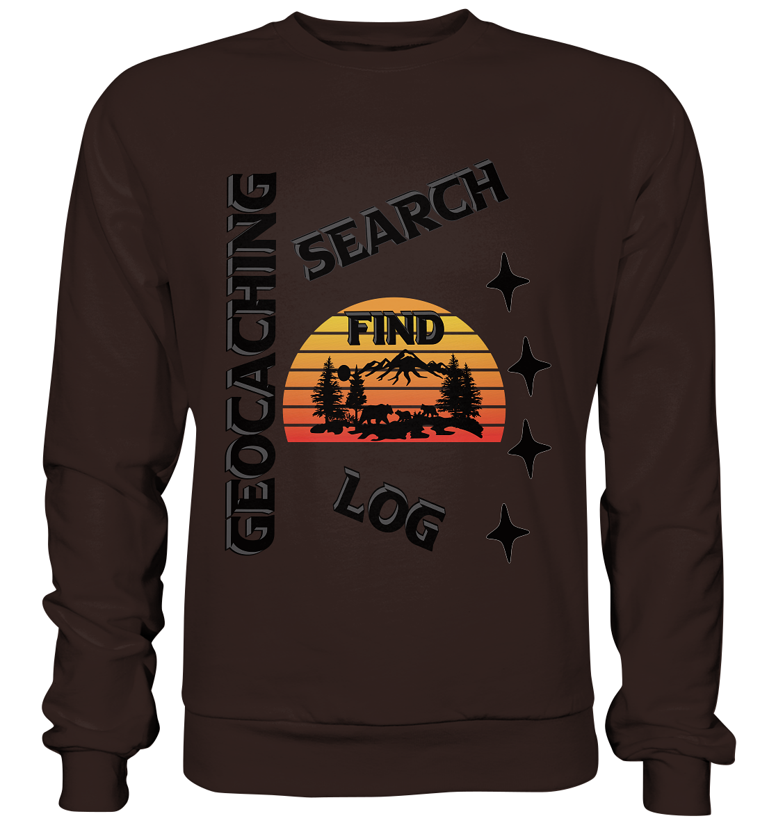 Geocaching, Suchen, Finden und Log, Geocache Schwarzes Design - Basic Sweatshirt