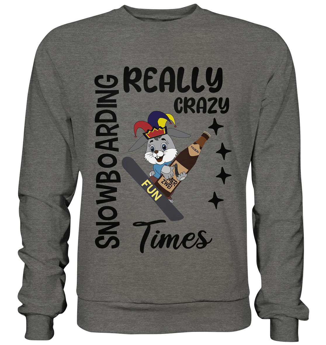 Snowboarding, really crazy, Osterhase mit Bierflasche - Basic Sweatshirt