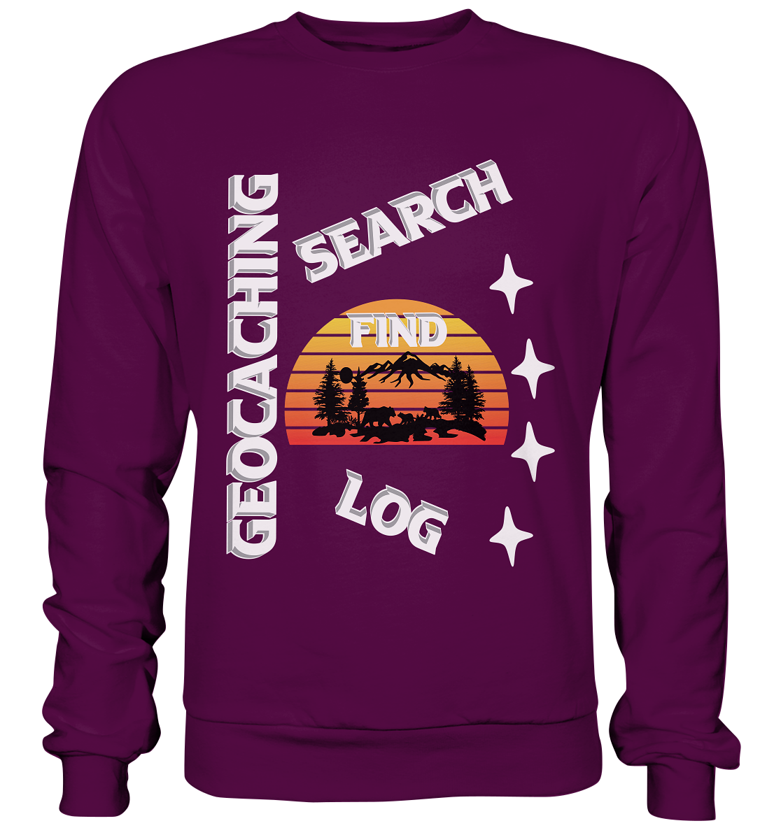 Geocaching-SEARCH-FIND-LOG, Cache Helles Design, Mounten - Basic Sweatshirt