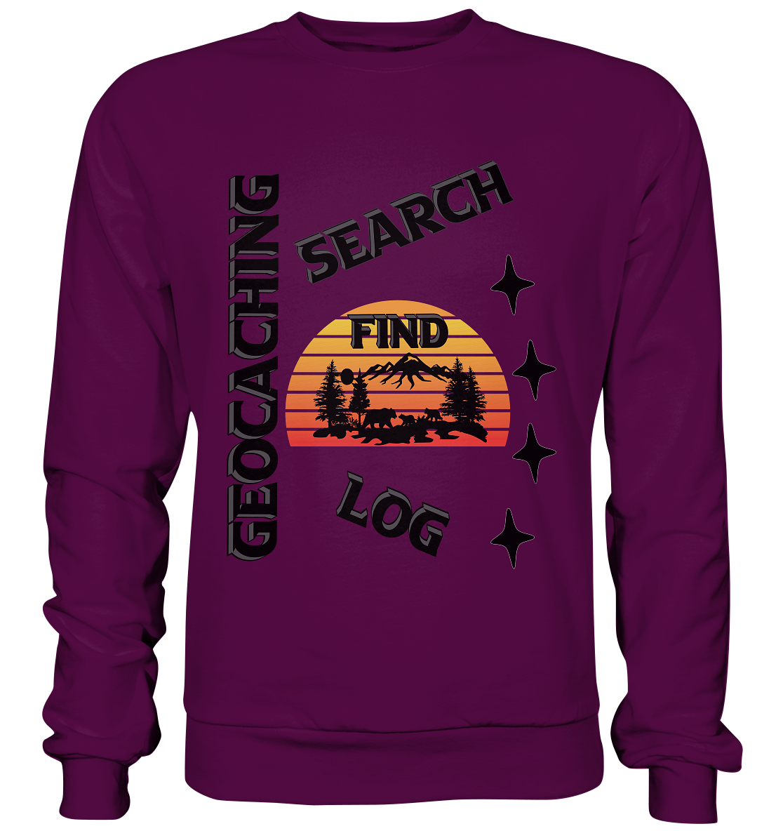 Geocaching, Suchen, Finden und Log, Geocache Schwarzes Design - Basic Sweatshirt