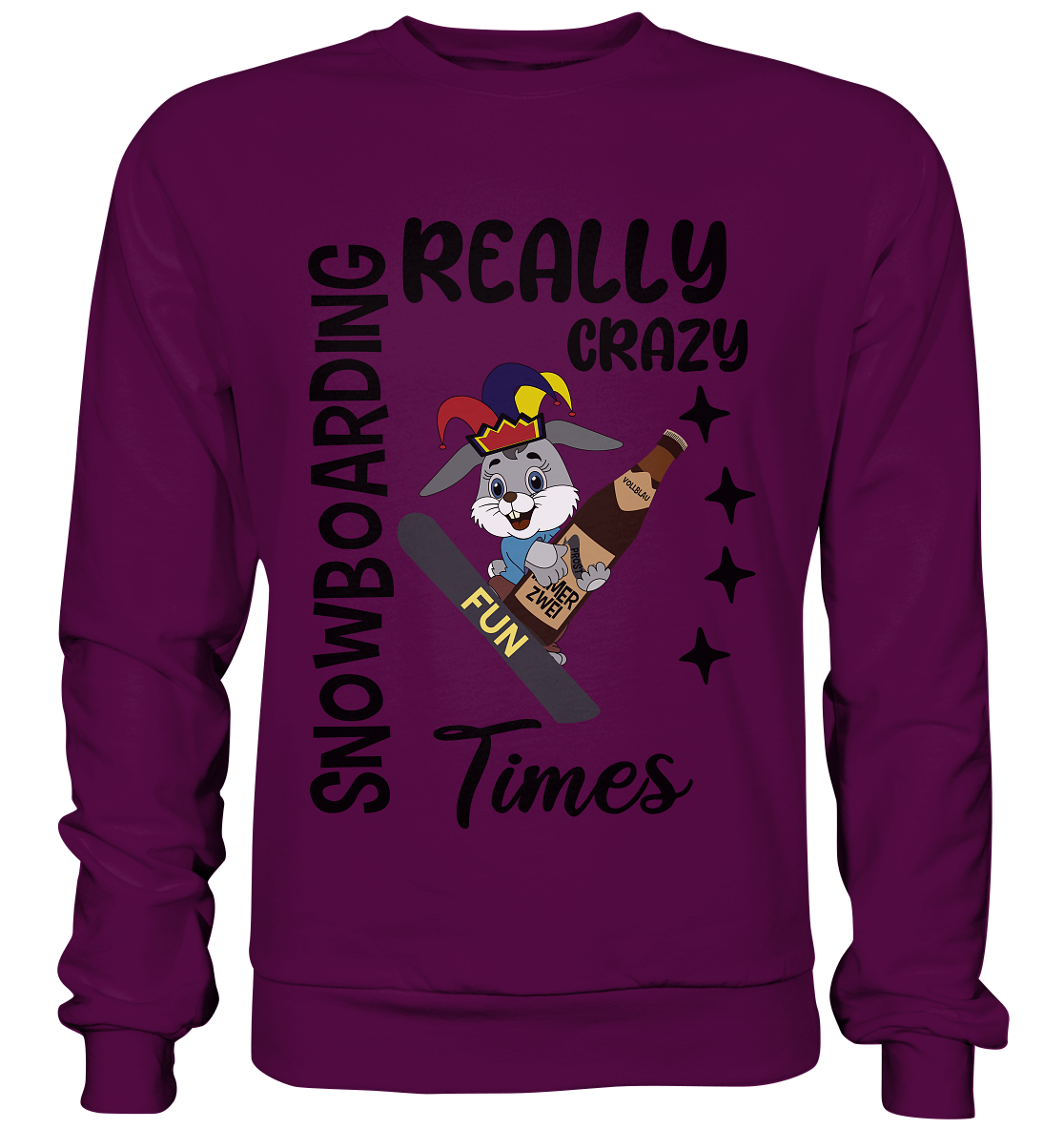 Snowboarding, really crazy, Osterhase mit Bierflasche - Basic Sweatshirt