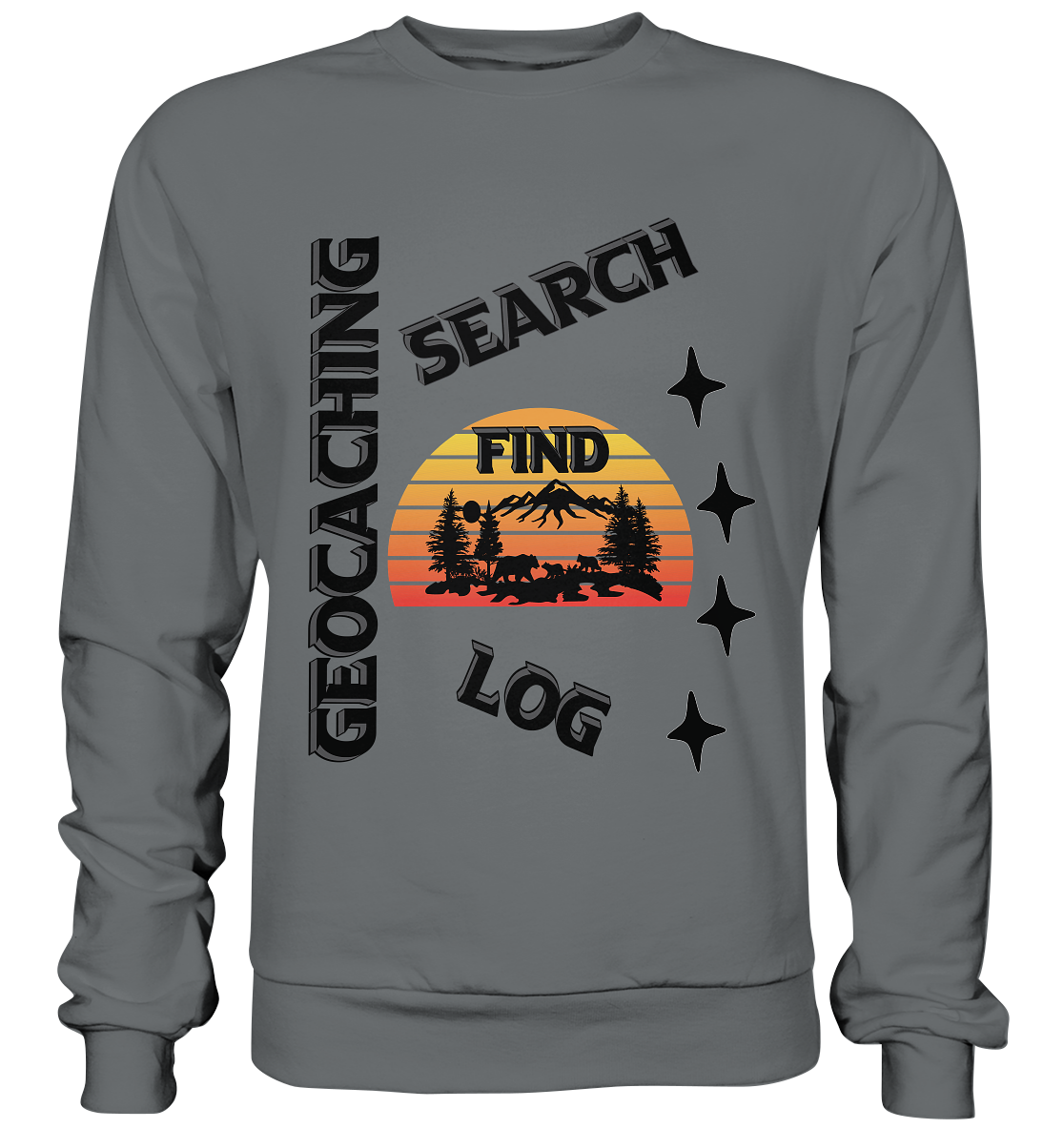 Geocaching, Suchen, Finden und Log, Geocache Schwarzes Design - Basic Sweatshirt