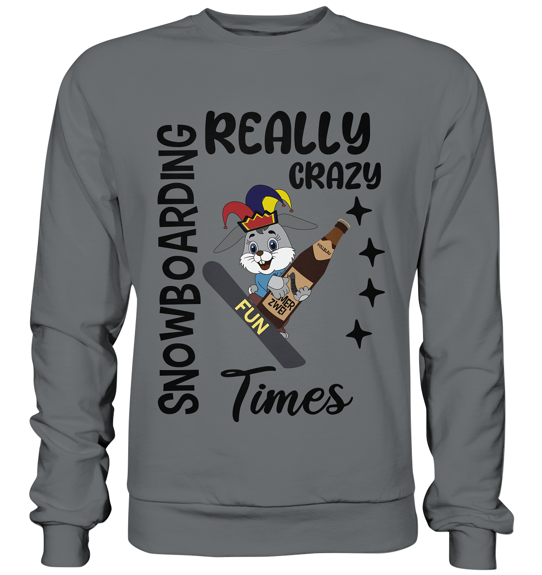 Snowboarding, really crazy, Osterhase mit Bierflasche - Basic Sweatshirt