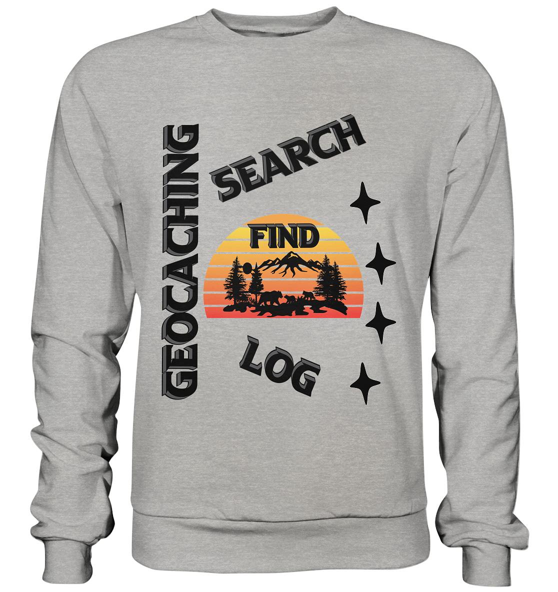 Geocaching, Suchen, Finden und Log, Geocache Schwarzes Design - Basic Sweatshirt
