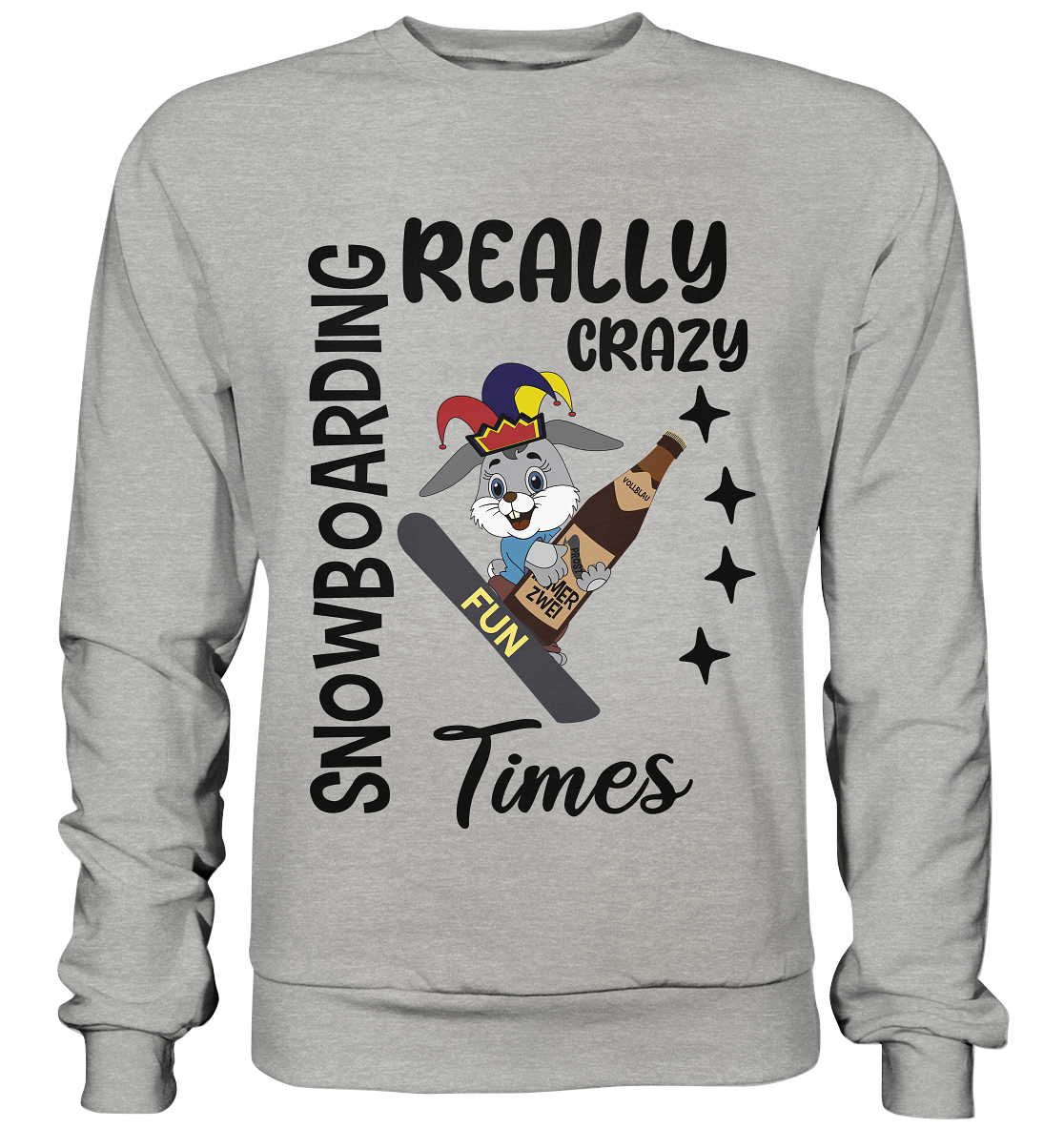 Snowboarding, really crazy, Osterhase mit Bierflasche - Basic Sweatshirt