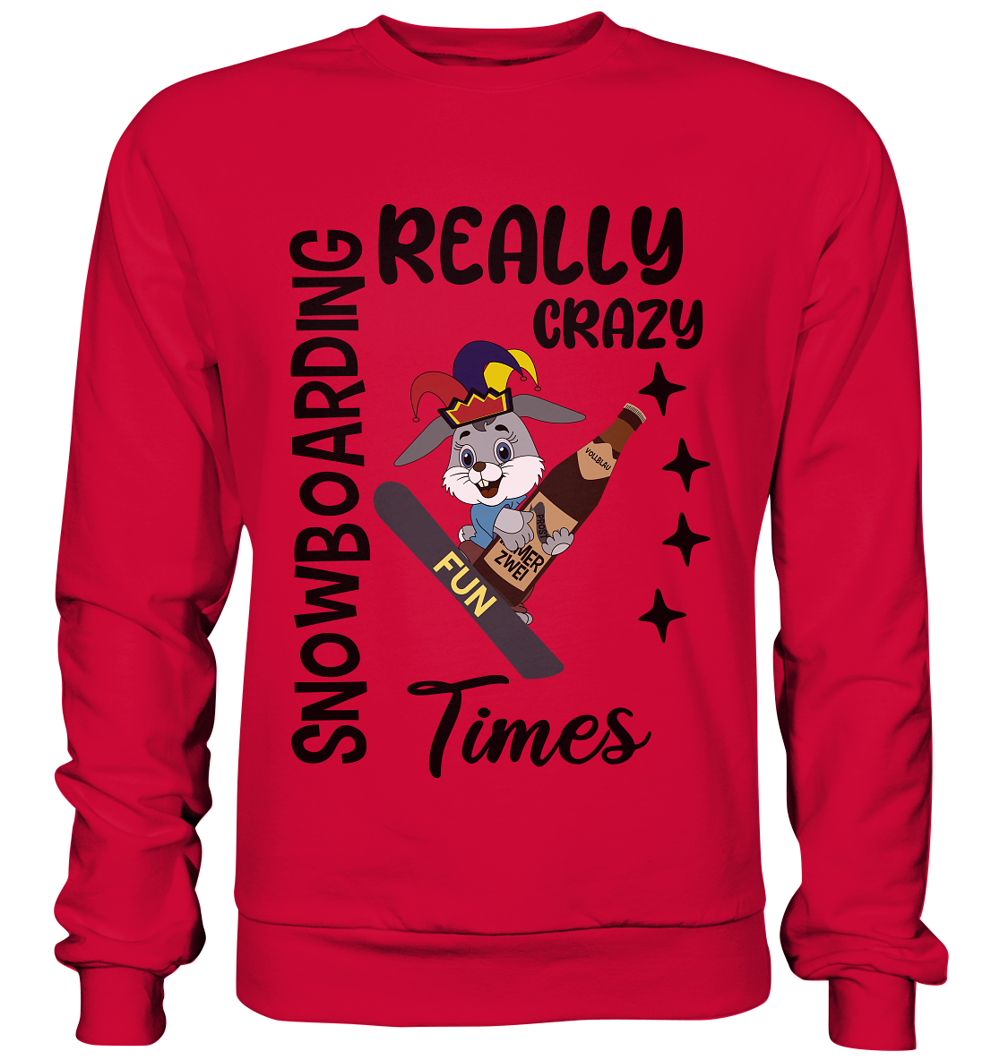 Snowboarding, really crazy, Osterhase mit Bierflasche - Basic Sweatshirt