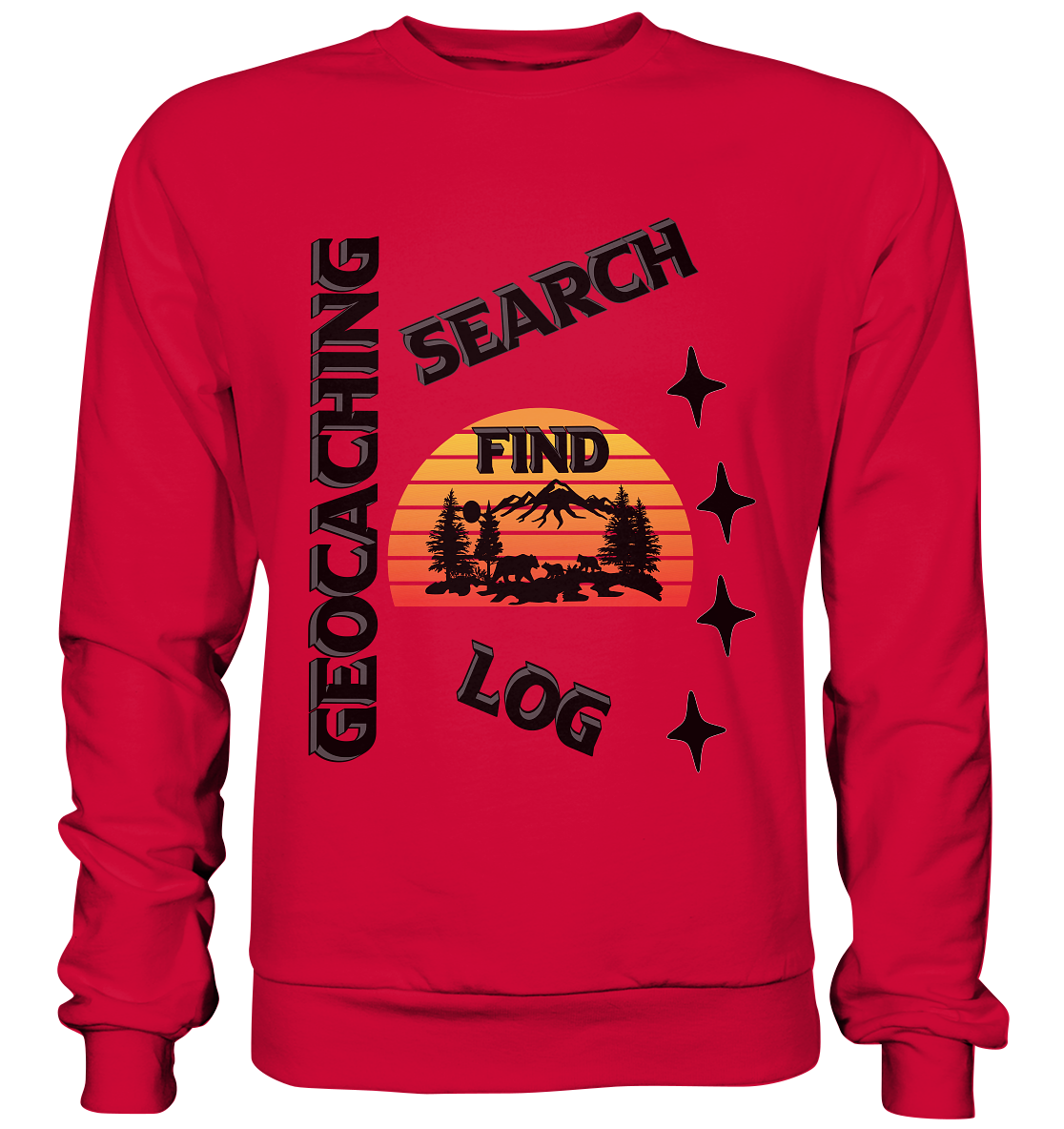 Geocaching, Suchen, Finden und Log, Geocache Schwarzes Design - Basic Sweatshirt