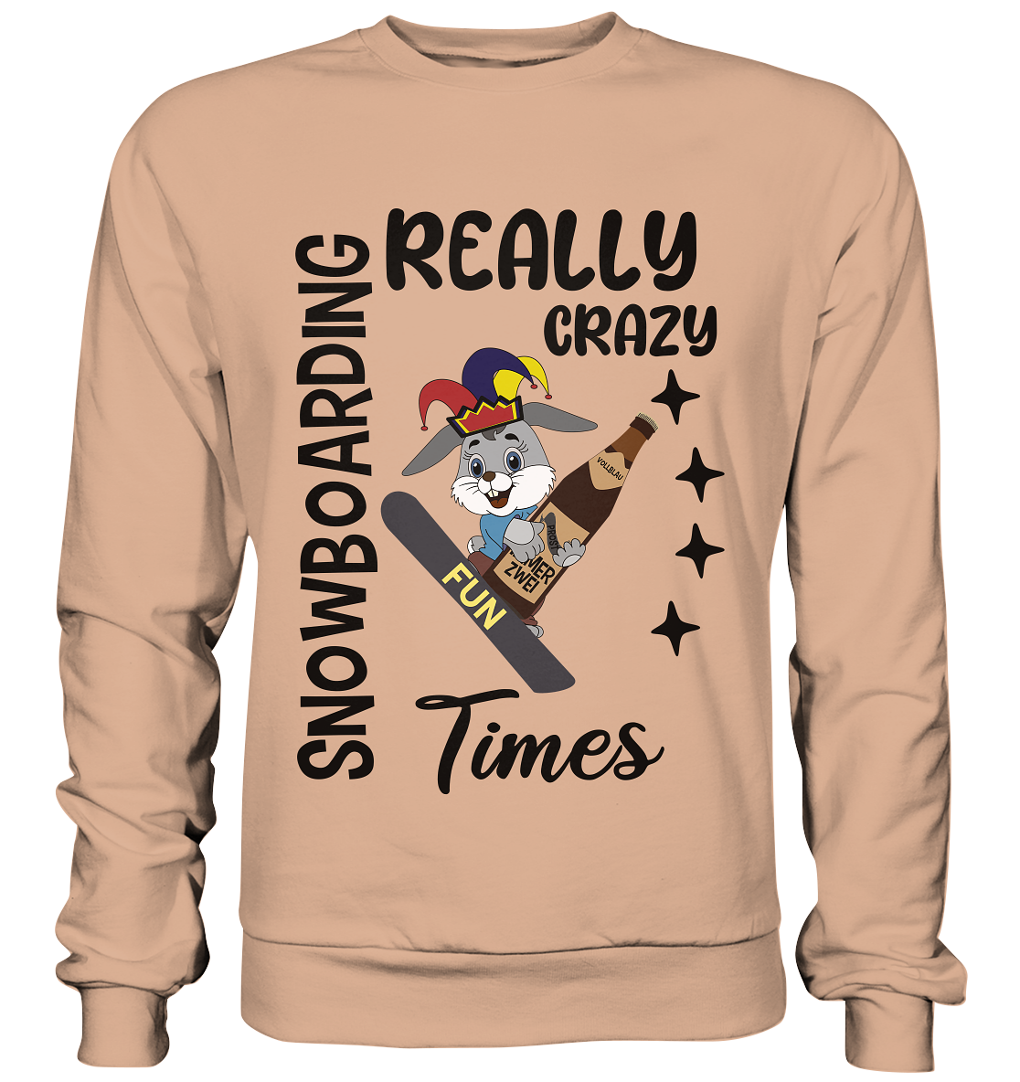 Snowboarding, really crazy, Osterhase mit Bierflasche - Basic Sweatshirt