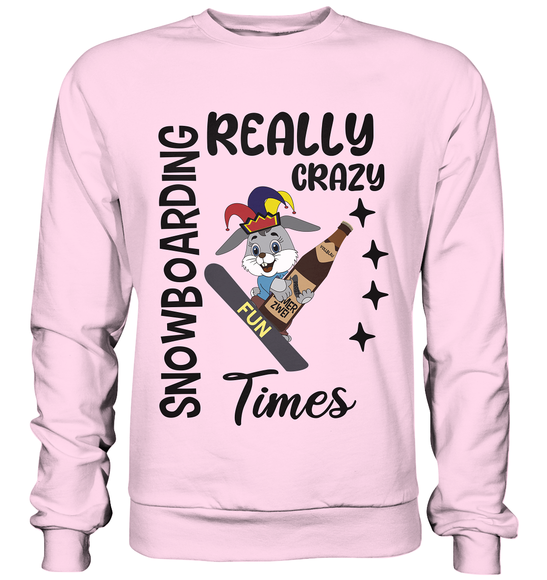 Snowboarding, really crazy, Osterhase mit Bierflasche - Basic Sweatshirt