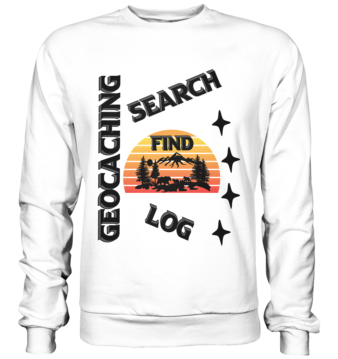 Geocaching, Suchen, Finden und Log, Geocache Schwarzes Design - Basic Sweatshirt