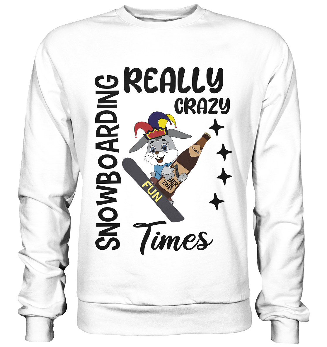 Snowboarding, really crazy, Osterhase mit Bierflasche - Basic Sweatshirt