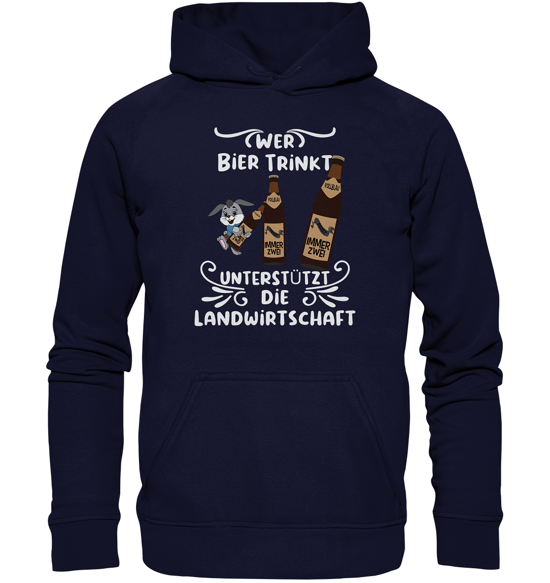 Wer Bier trinkt unterstützt die Landwirtschaft, Party- Shirt - Basic Unisex Hoodie XL