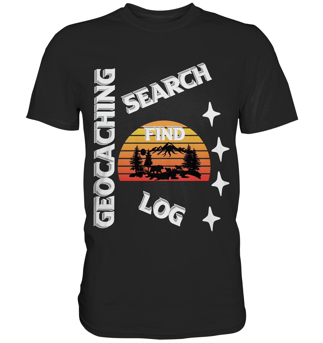 Geocaching-SEARCH-FIND-LOG, Cache Helles Design, Mounten - Classic Shirt