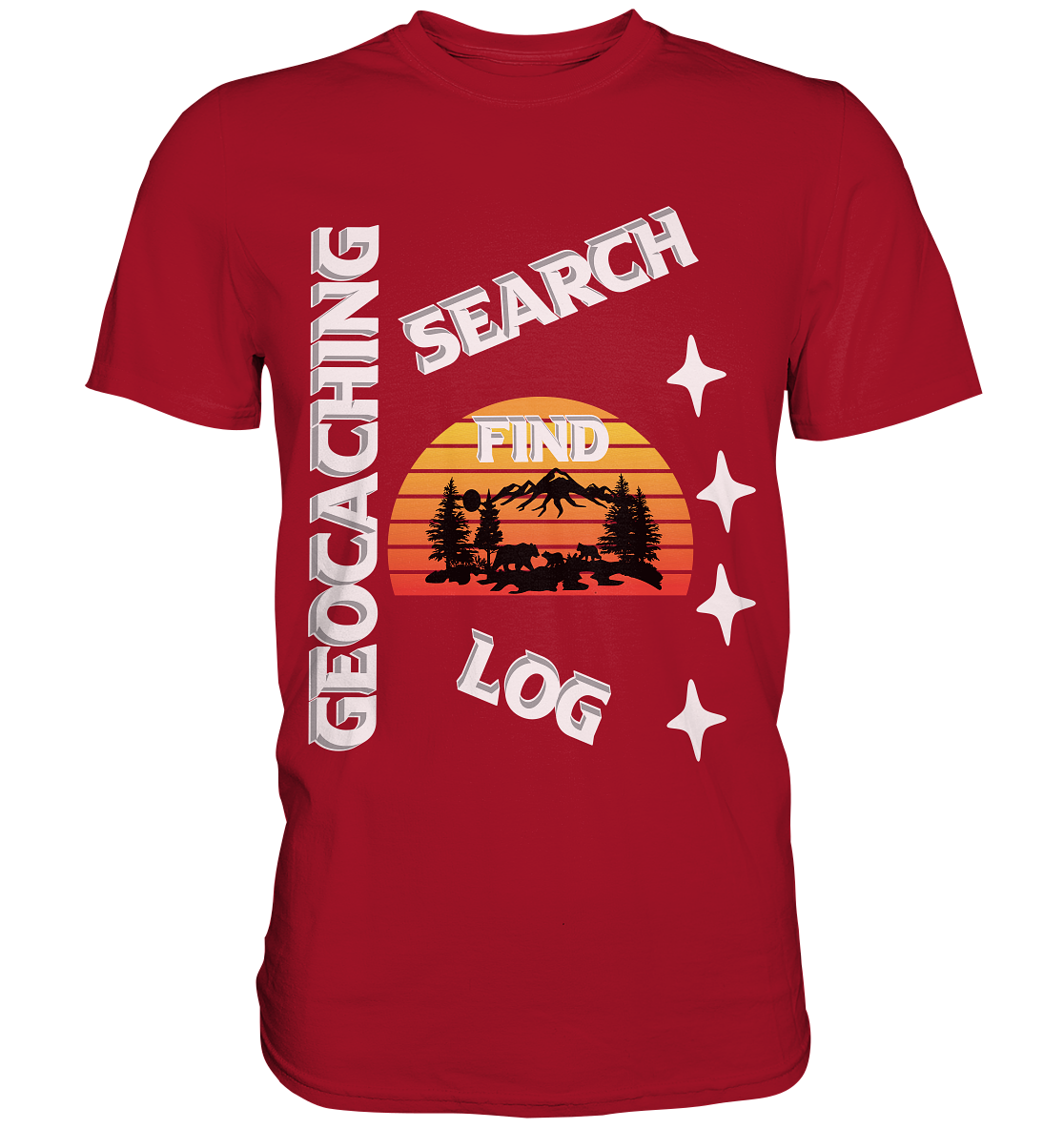 Geocaching-SEARCH-FIND-LOG, Cache Helles Design, Mounten - Classic Shirt